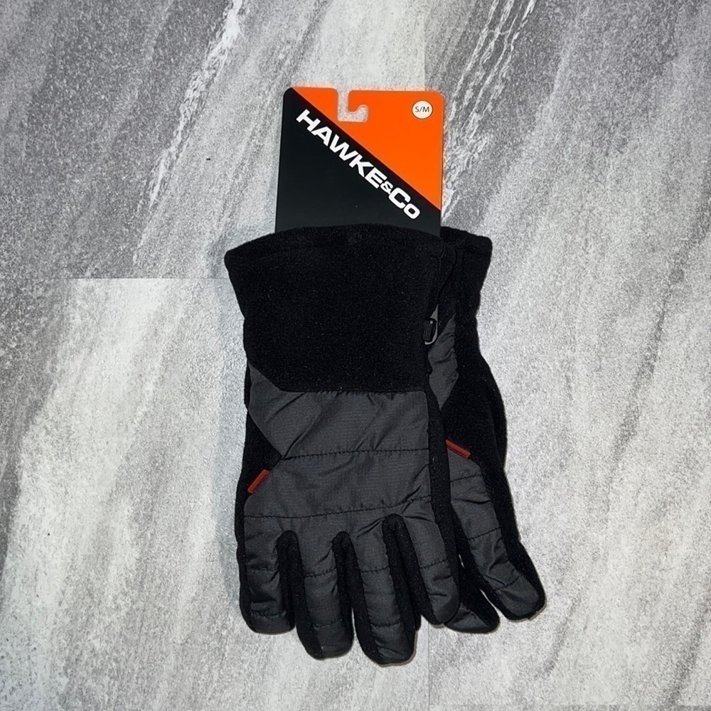 Hawke & Co black winter gloves size small/medium fleece unisex